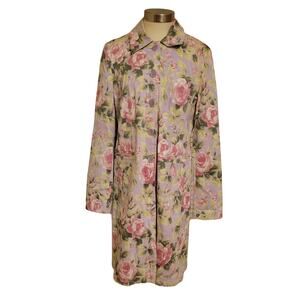 Jacklyn Smith Pastel Floral Print Coat Peacoat Jacket Purple Womens Size Large